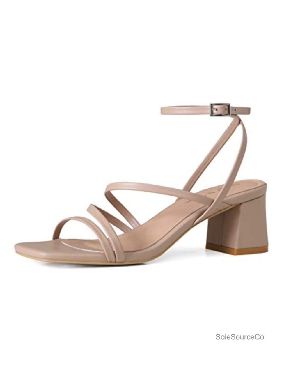 Low Chunky Block Heel Sandals Square Open Toe Ankle Strap Heeled Sandals